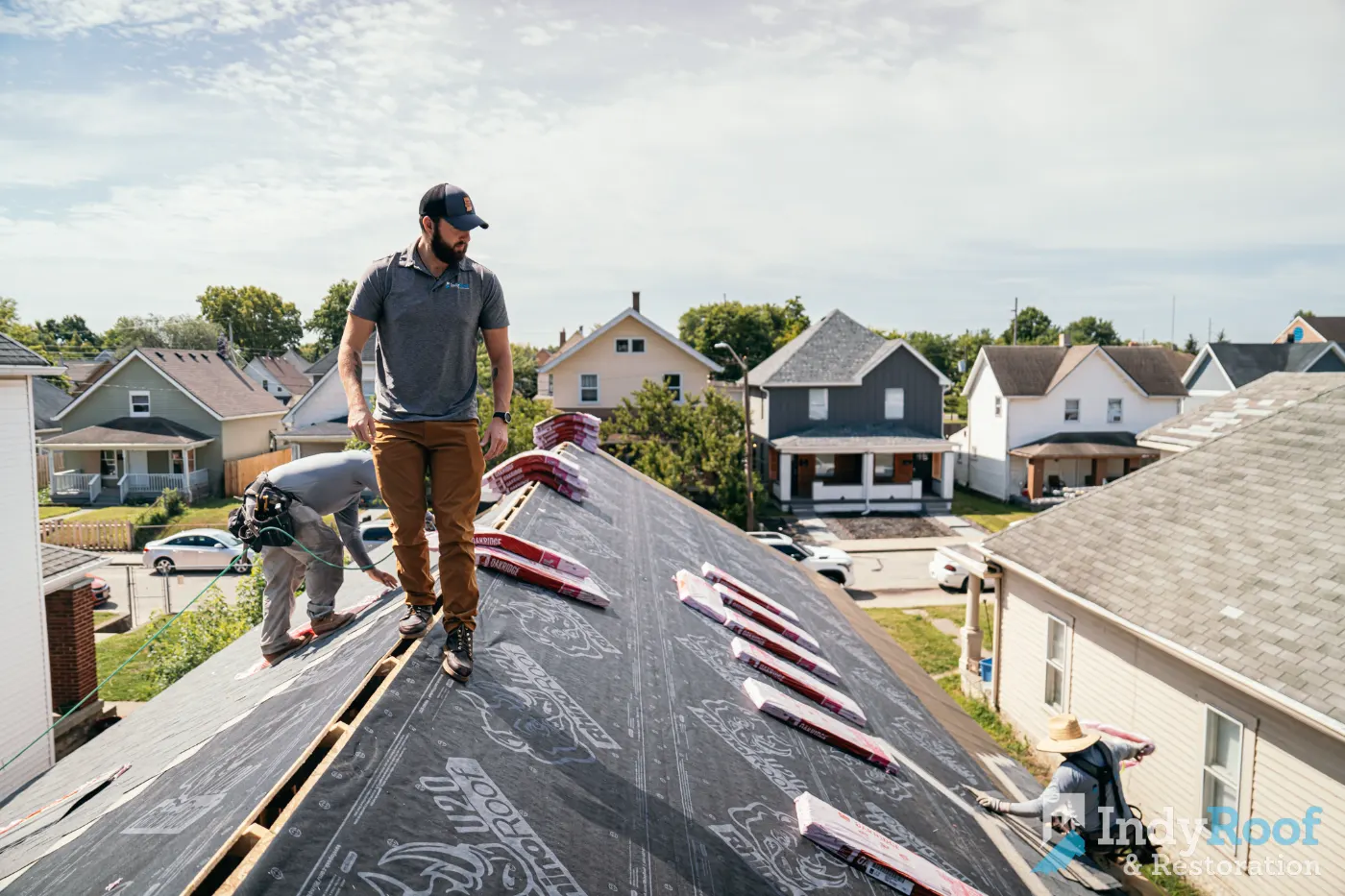 Tarping and dry-in on a Sharpsville commercial roof